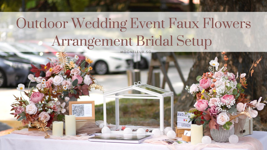 Outdoor Wedding Event Faux Flowers Arrangement Bridal Setup