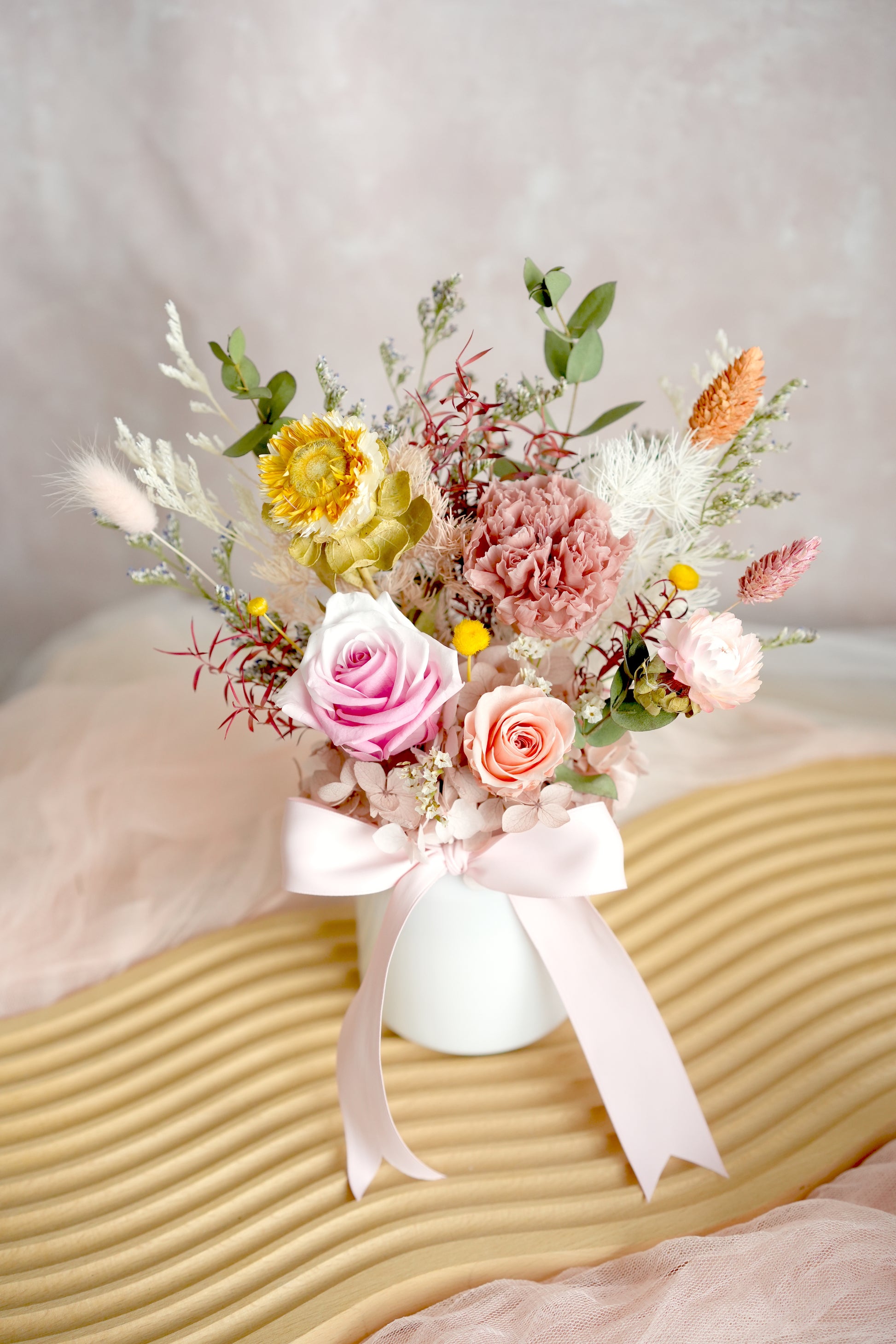 Gentle Grace Mother's Day Preserved Flower Vase Moon Fleur Singapore 
