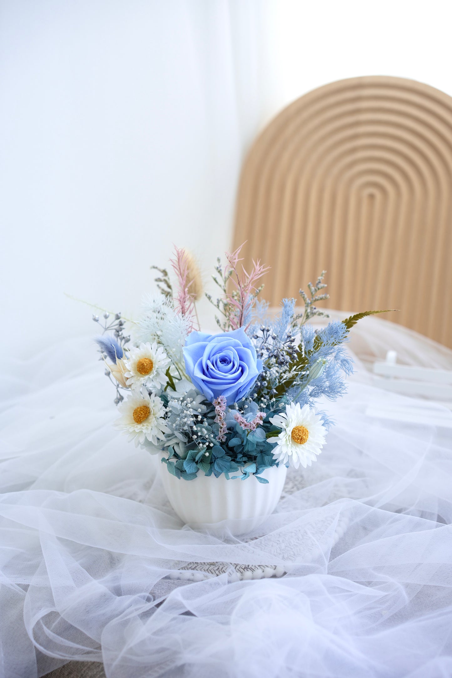 flower vase dried and preserved flowers blue singapore gift decor 