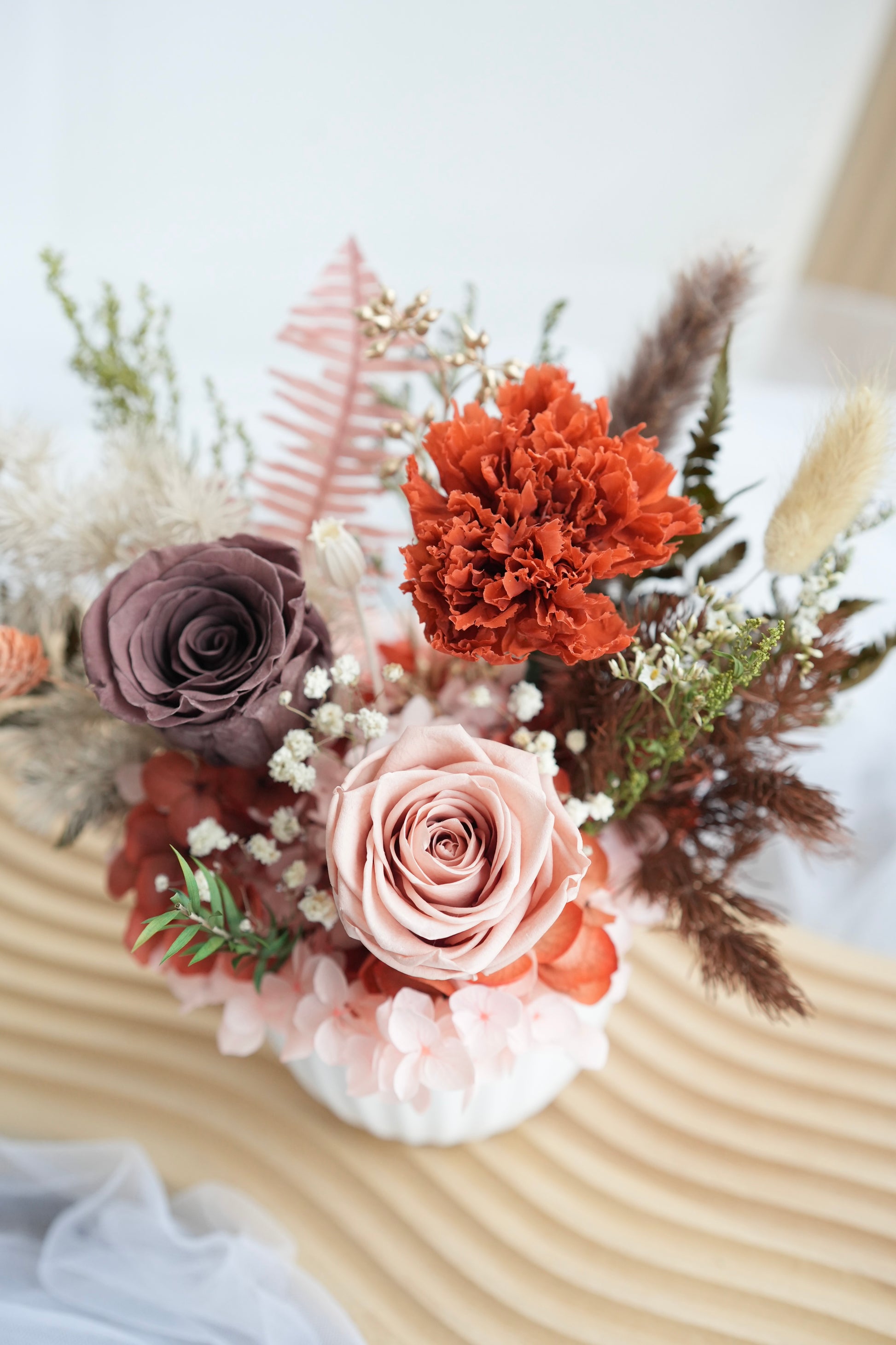 flower vase dried and preserved pink burnt orange singapore gift decor