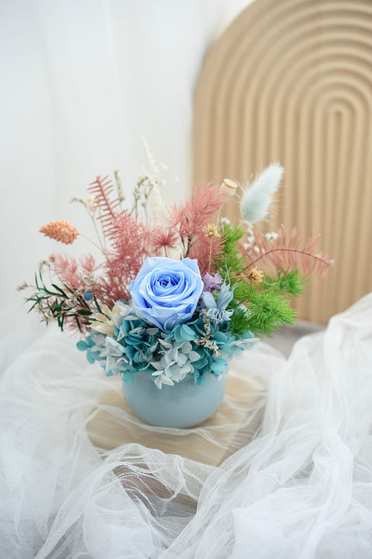 Blue Petite Flower Vase Dried & Preserved Flowers perfect gifting option or home decor piece