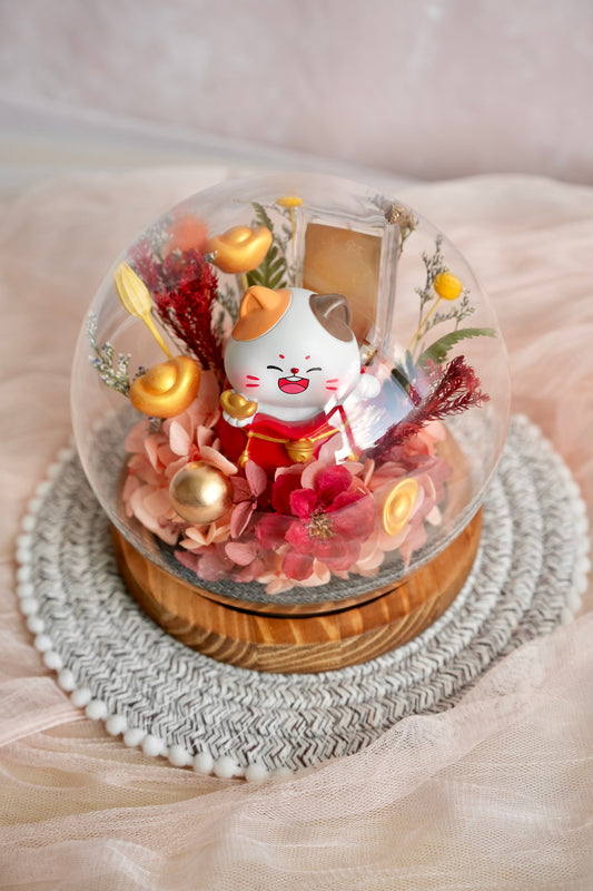 [24K Gold! | Limited] 福运圆满球 Blooming Fortune Cat Flower Dome