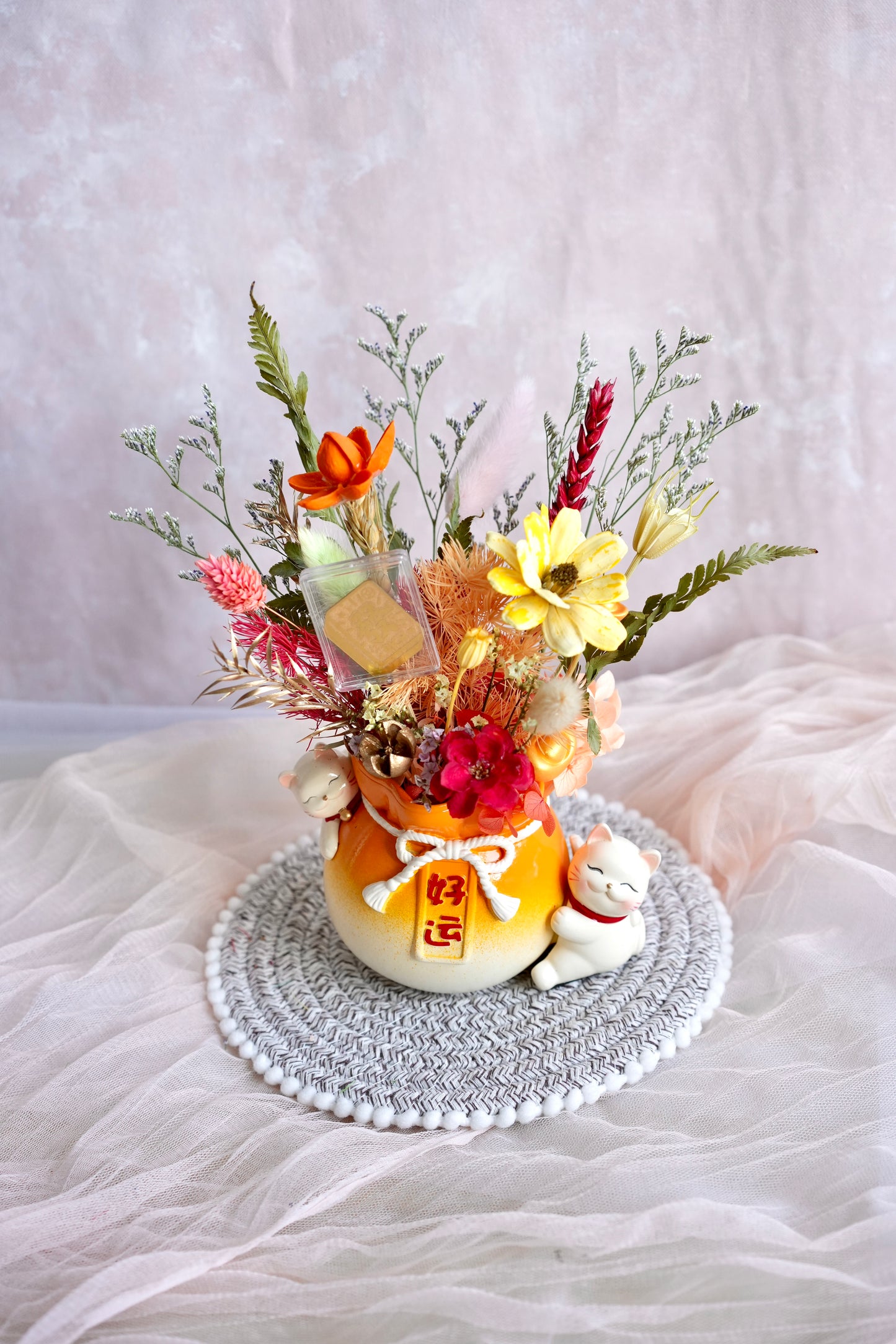 [24K Gold! | Limited] 吉祥如意 Lucky Fortune Cat Flower Vase