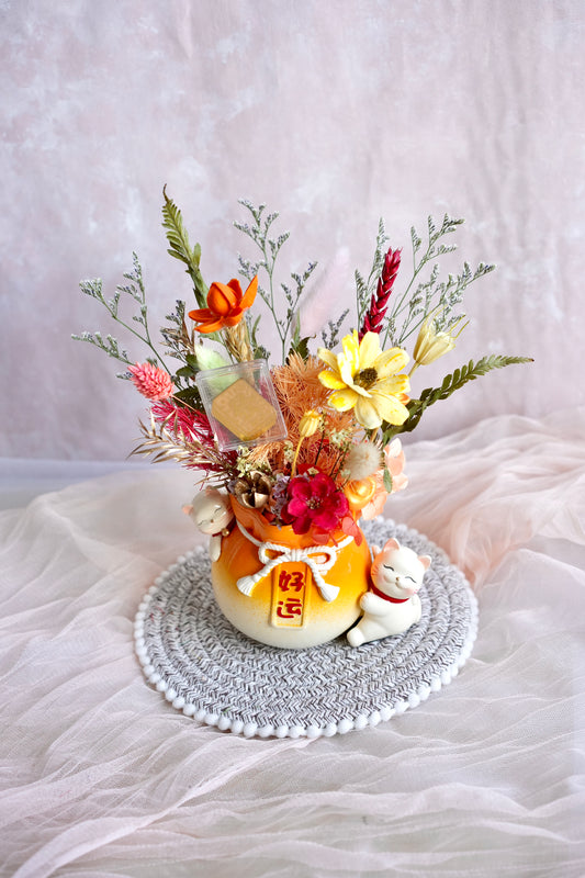 [24K Gold! | Limited] 吉祥如意 Lucky Fortune Cat Flower Vase