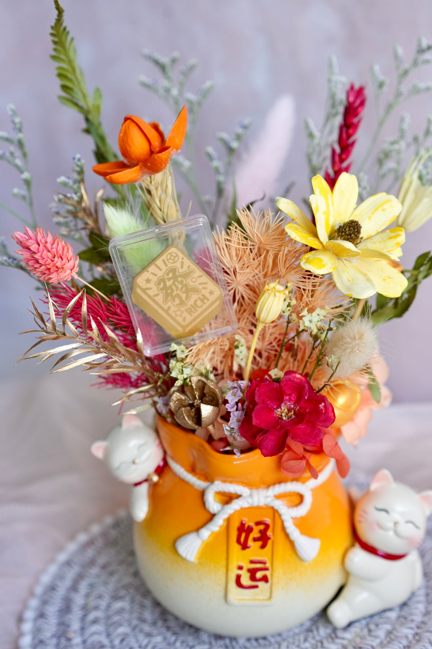 [24K Gold! | Limited] 吉祥如意 Lucky Fortune Cat Flower Vase