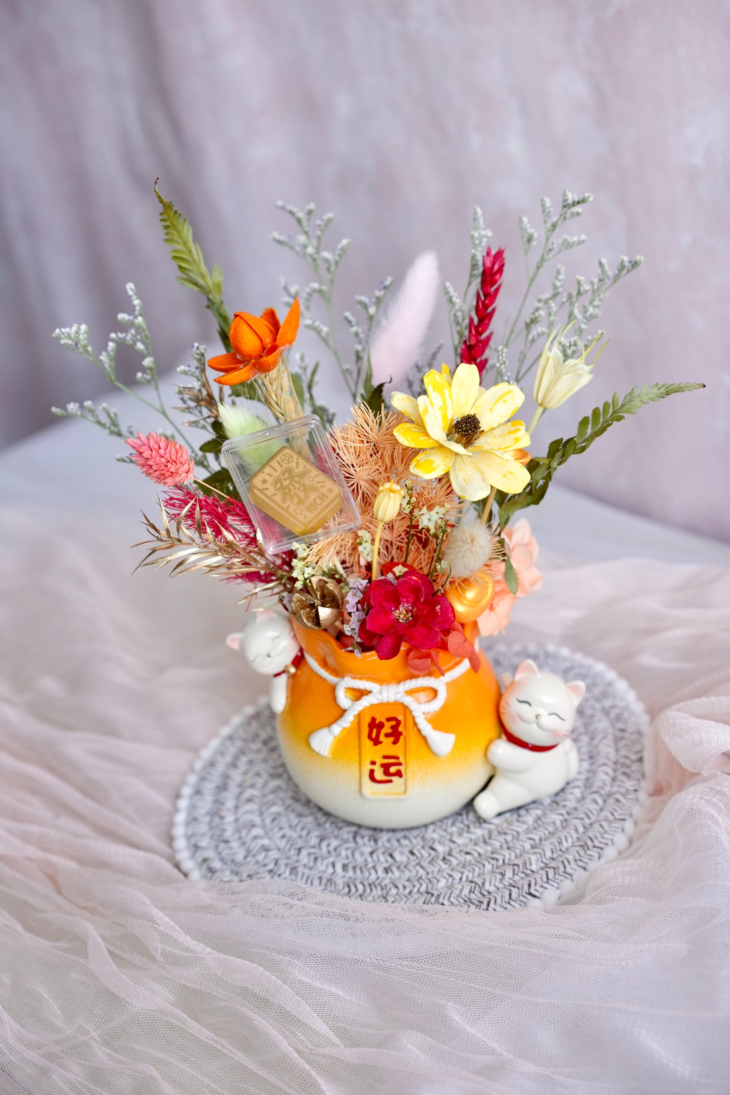 [24K Gold! | Limited] 吉祥如意 Lucky Fortune Cat Flower Vase