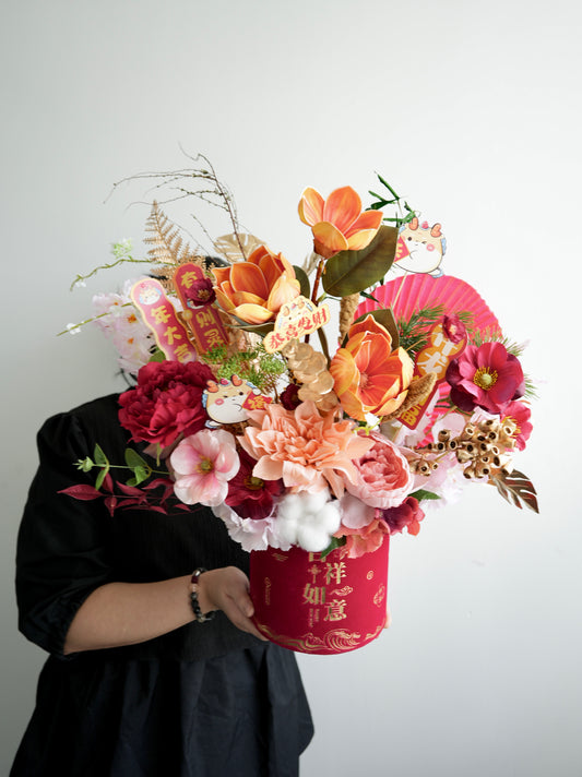 Moon Fleur CNY Floral Table Arrangements with Dragon Accessories
