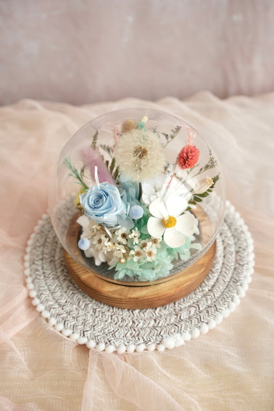 Lagoon Devotion Preserved Dandelion Flower Dome Moon Fleur Singapore