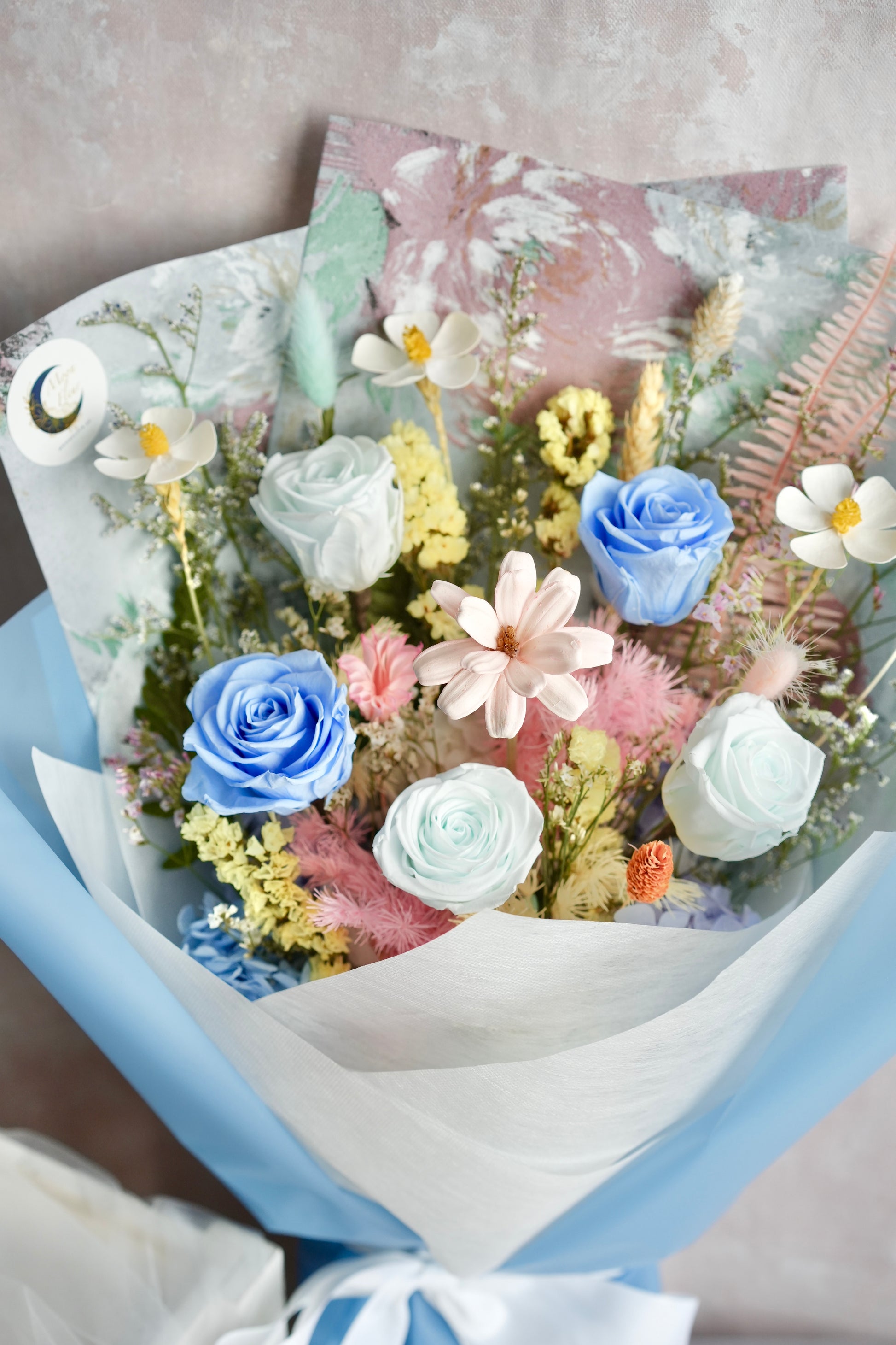 Lagoon Devotion Preserved Flower Bouquet Moon Fleur Singapore