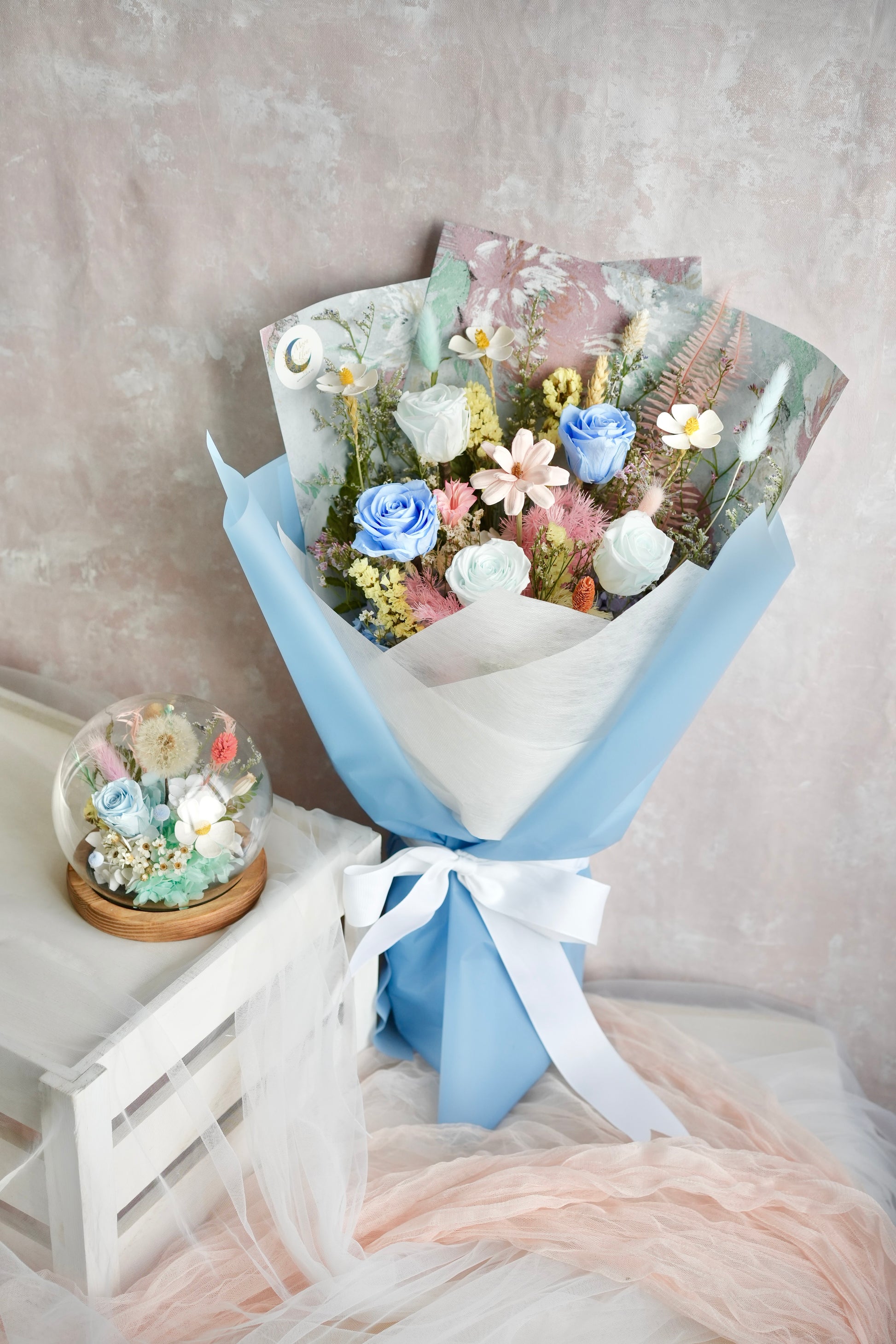 Lagoon Devotion Preserved Flower Bouquet Moon Fleur Singapore