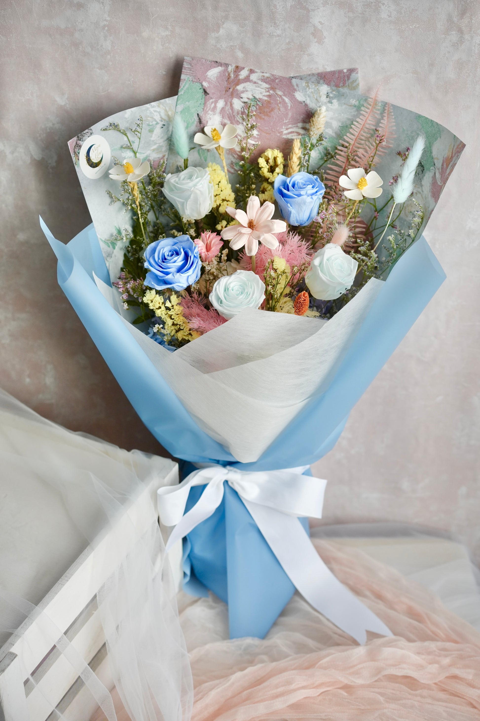 Lagoon Devotion Preserved Flower Bouquet Moon Fleur Singapore