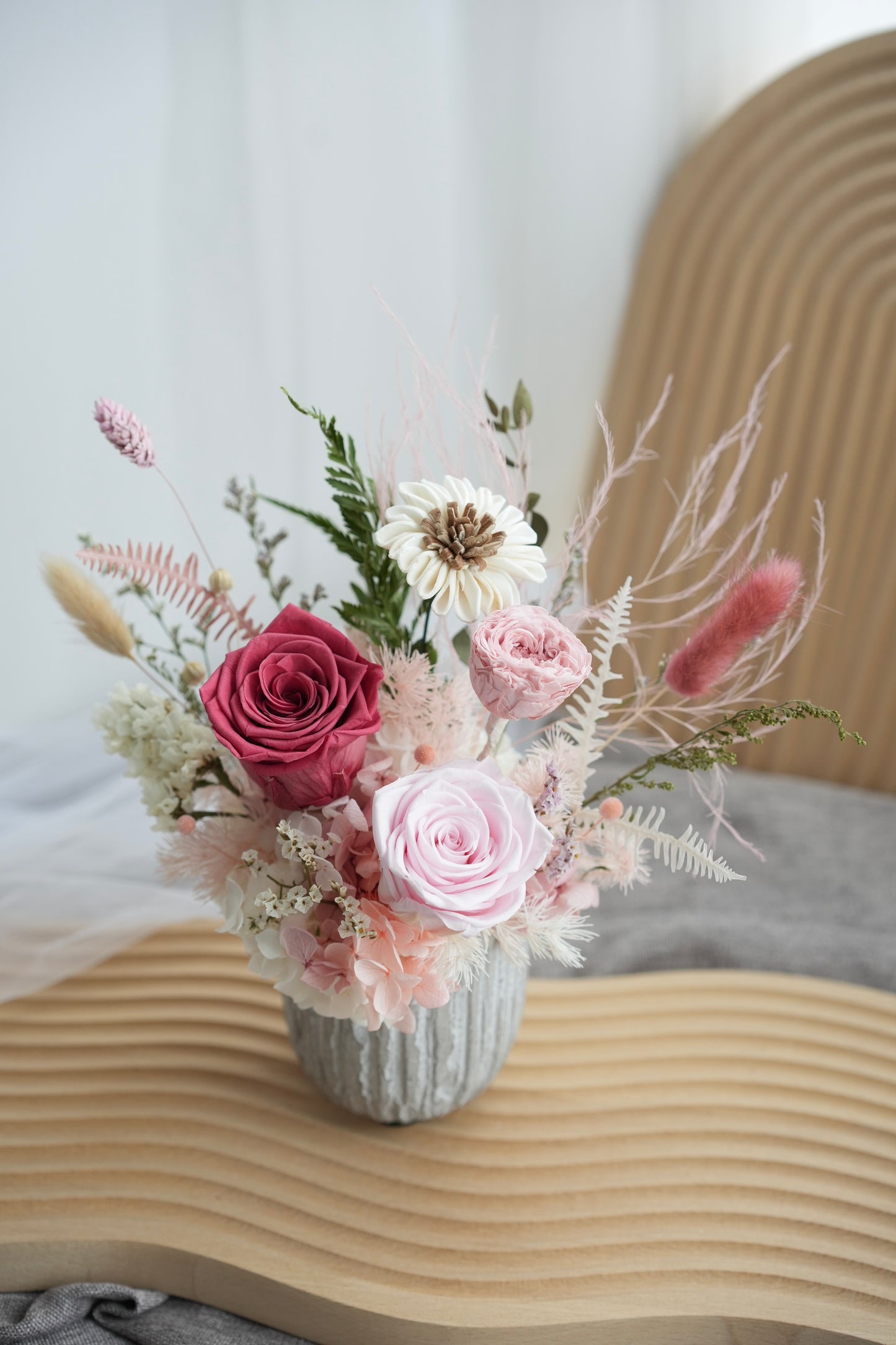 Pink Mauve Ceramic Flower Vase Dried & Preserved Flowers Singapore 