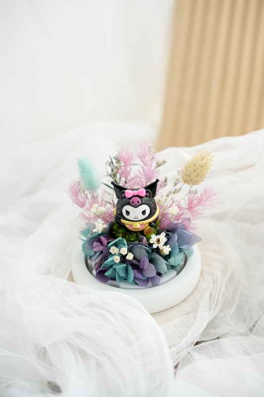 Sanrio Kuromi Flower Dome Dried & Preserved Flowers Singapore