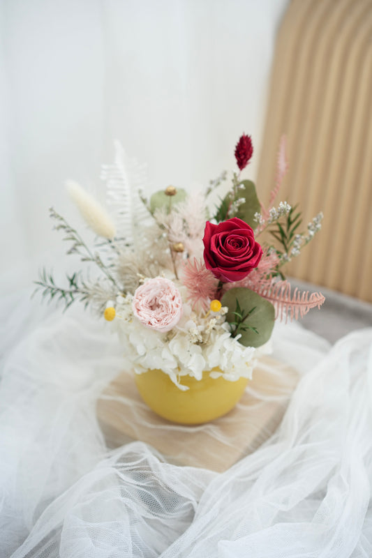 Yellow Petite Flower Vase Dried & Preserved Flowers, Perfect for gifting or a decor piece